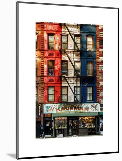 Old Building Facade in the Colors of the American Flag in Times Square - Manhattan - NYC-Philippe Hugonnard-Mounted Art Print