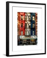 Old Building Facade in the Colors of the American Flag in Times Square - Manhattan - NYC-Philippe Hugonnard-Framed Art Print