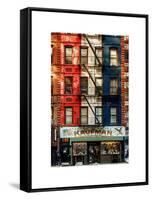Old Building Facade in the Colors of the American Flag in Times Square - Manhattan - NYC-Philippe Hugonnard-Framed Stretched Canvas