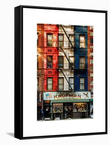 Old Building Facade in the Colors of the American Flag in Times Square - Manhattan - NYC-Philippe Hugonnard-Framed Stretched Canvas