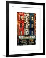 Old Building Facade in the Colors of the American Flag in Times Square - Manhattan - NYC-Philippe Hugonnard-Framed Art Print