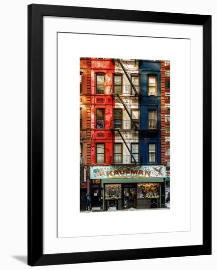 Old Building Facade in the Colors of the American Flag in Times Square - Manhattan - NYC-Philippe Hugonnard-Framed Art Print