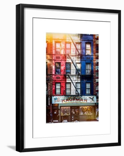 Old Building Facade in the Colors of the American Flag in Times Square - Manhattan - NYC-Philippe Hugonnard-Framed Art Print