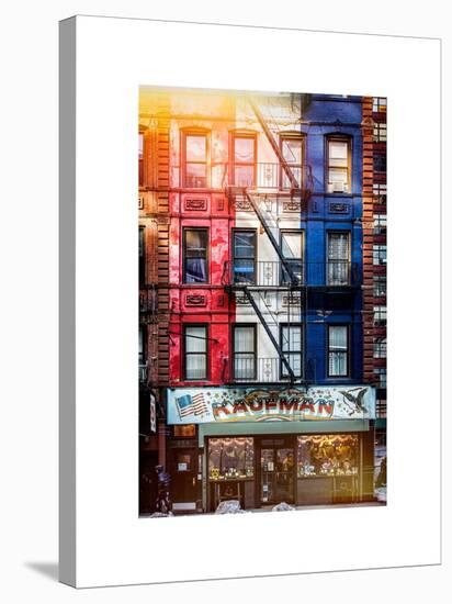 Old Building Facade in the Colors of the American Flag in Times Square - Manhattan - NYC-Philippe Hugonnard-Stretched Canvas