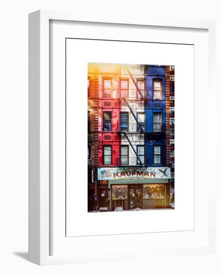 Old Building Facade in the Colors of the American Flag in Times Square - Manhattan - NYC-Philippe Hugonnard-Framed Art Print