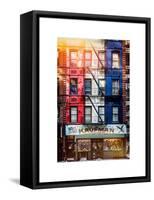 Old Building Facade in the Colors of the American Flag in Times Square - Manhattan - NYC-Philippe Hugonnard-Framed Stretched Canvas