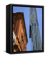 Old Building with the Beetham Tower in the Background, Manchester, England, United Kingdom, Europe-Richardson Peter-Framed Stretched Canvas