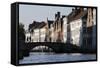 Old Buildings on Canal, Bruges, West Flanders, Belgium, Europe-Godong-Framed Stretched Canvas