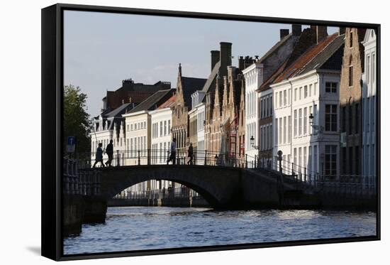 Old Buildings on Canal, Bruges, West Flanders, Belgium, Europe-Godong-Framed Stretched Canvas