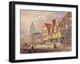 Old Buildings, Union Street and Corn Exchange before Town Hall Was Built (Bodycolour on Paper)-John Storey-Framed Giclee Print