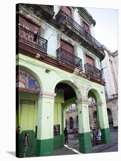 Old Buildings With Porticos, Havana, Cuba, West Indies, Central America-Donald Nausbaum-Stretched Canvas