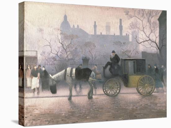 Old Cab at All Saints, Manchester, 1911 (Oil on Canvas)-Adolphe Valette-Stretched Canvas