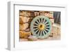 Old Cairo, Cairo, Egypt. Wooden cart wheel and floor tiles in an alley in Cairo.-Emily Wilson-Framed Photographic Print