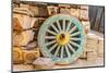 Old Cairo, Cairo, Egypt. Wooden cart wheel and floor tiles in an alley in Cairo.-Emily Wilson-Mounted Photographic Print