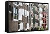 Old Canal Warehouses Converted to Houses, Amsterdam, Netherlands, Europe-Amanda Hall-Framed Stretched Canvas