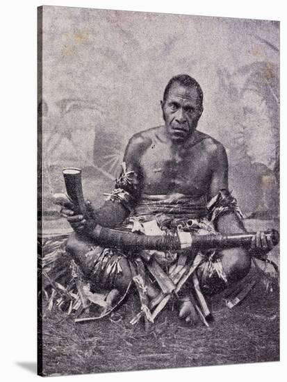 Old Cannibal from Solomon Islands, Photo from Journal Des Voyages Magazine, 1909, Melanesia-null-Stretched Canvas