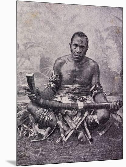 Old Cannibal from Solomon Islands, Photo from Journal Des Voyages Magazine, 1909, Melanesia-null-Mounted Giclee Print
