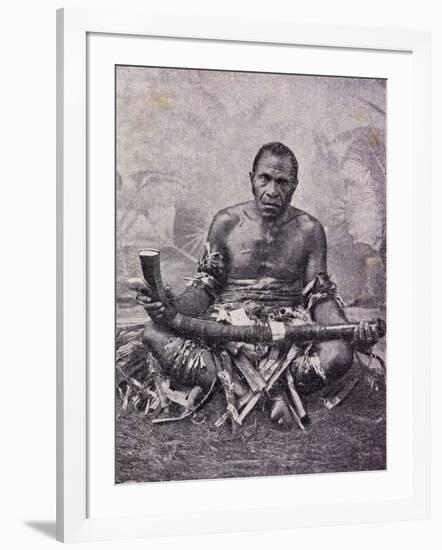 Old Cannibal from Solomon Islands, Photo from Journal Des Voyages Magazine, 1909, Melanesia-null-Framed Giclee Print