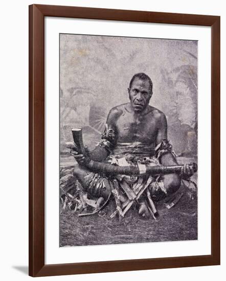 Old Cannibal from Solomon Islands, Photo from Journal Des Voyages Magazine, 1909, Melanesia-null-Framed Giclee Print