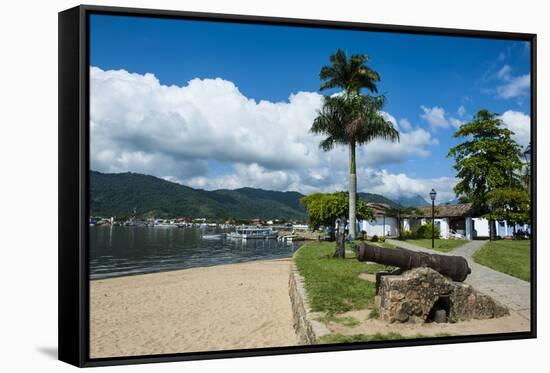 Old Cannons on Shore of the Town of Paraty, Rio De Janeiro, Brazil, South America-Michael Runkel-Framed Stretched Canvas