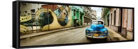 Old Car and a Mural on a Street, Havana, Cuba-null-Framed Stretched Canvas