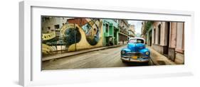 Old Car and a Mural on a Street, Havana, Cuba-null-Framed Photographic Print