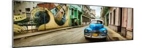 Old Car and a Mural on a Street, Havana, Cuba-null-Mounted Photographic Print
