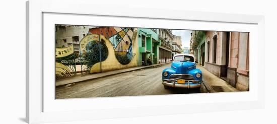 Old Car and a Mural on a Street, Havana, Cuba-null-Framed Photographic Print