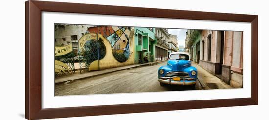 Old Car and a Mural on a Street, Havana, Cuba-null-Framed Photographic Print