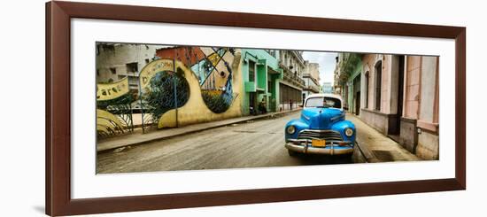 Old Car and a Mural on a Street, Havana, Cuba-null-Framed Photographic Print