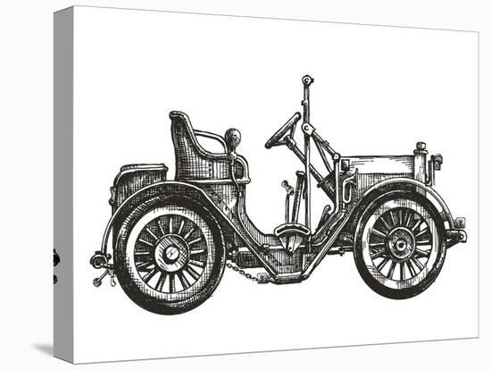 Old Car on a White Background. Sketch-AVA Bitter-Stretched Canvas
