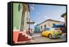 Old Car On Cobblestone Street In Trinidad, Cuba-Erik Kruthoff-Framed Stretched Canvas