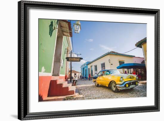 Old Car On Cobblestone Street In Trinidad, Cuba-Erik Kruthoff-Framed Photographic Print