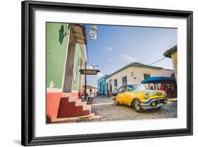 Old Car On Cobblestone Street In Trinidad, Cuba-Erik Kruthoff-Framed Photographic Print