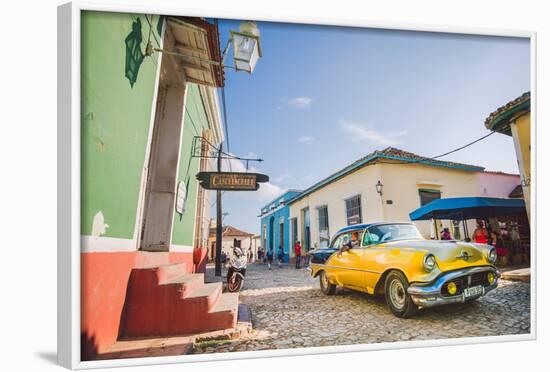 Old Car On Cobblestone Street In Trinidad, Cuba-Erik Kruthoff-Framed Photographic Print