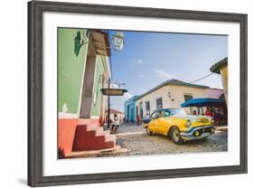 Old Car On Cobblestone Street In Trinidad, Cuba-Erik Kruthoff-Framed Photographic Print