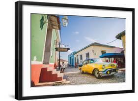 Old Car On Cobblestone Street In Trinidad, Cuba-Erik Kruthoff-Framed Photographic Print