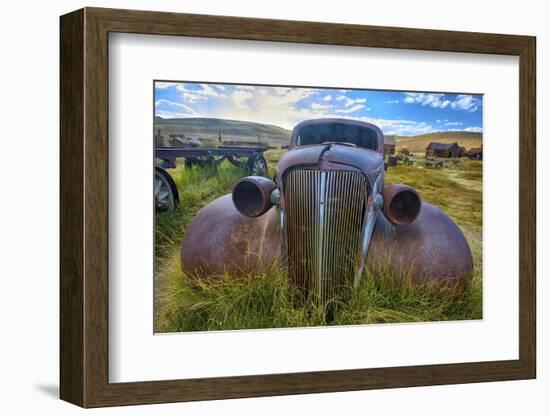 Old Car Rusting Away in a Ghost Town, Bodie, California-George Oze-Framed Photographic Print