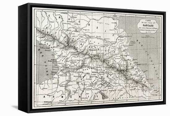 Old Caucasus Map-marzolino-Framed Stretched Canvas