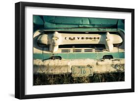 Old Chevy Pickup Sits Broken Down And Rusting In A Farm Field, Rural Idaho, Close To Town Of Driggs-Jay Goodrich-Framed Photographic Print