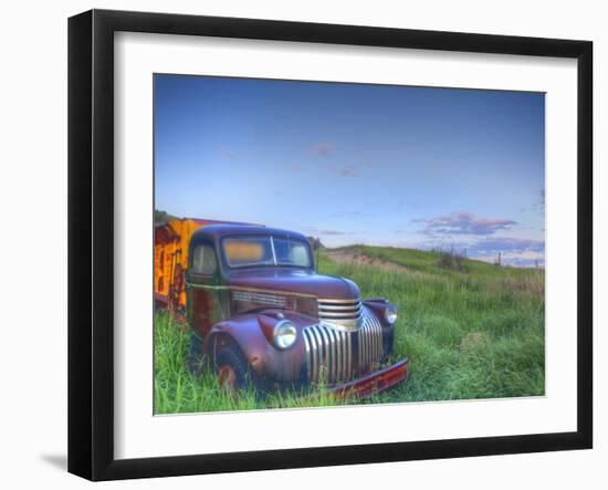 Old Chevy Truck in the Little Missouri National Grasslands, North Dakota, USA-Chuck Haney-Framed Photographic Print