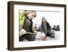 Old Children's Games, Spinning Top, Boy, Girl, Model Released-Fact-Framed Photographic Print