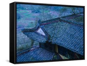 Old Chinese Temple Roof, Fengdu, Chongqing Province, China-Walter Bibikow-Framed Stretched Canvas