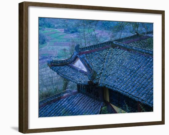 Old Chinese Temple Roof, Fengdu, Chongqing Province, China-Walter Bibikow-Framed Photographic Print