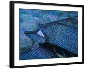 Old Chinese Temple Roof, Fengdu, Chongqing Province, China-Walter Bibikow-Framed Photographic Print