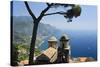 Old Church with Amalfi Coast Vista, Italy-George Oze-Stretched Canvas