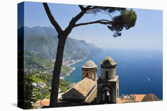 Old Church with Amalfi Coast Vista, Italy-George Oze-Stretched Canvas