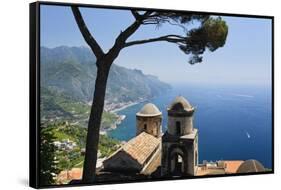 Old Church with Amalfi Coast Vista, Italy-George Oze-Framed Stretched Canvas