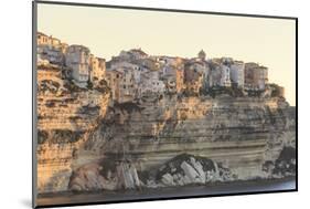 Old citadel townhouses and church at dawn, in early morning light, seen from the sea, Bonifacio, Co-Eleanor Scriven-Mounted Photographic Print