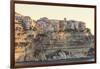 Old citadel townhouses and church at dawn, in early morning light, seen from the sea, Bonifacio, Co-Eleanor Scriven-Framed Photographic Print